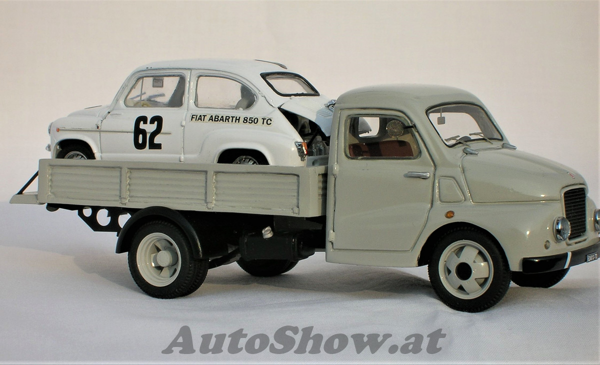 „ABARTH“ Fiat 615 N1, Nürburgring 1963, Rennwagentransporter + Abarth-Modell (DieCast, Typn kann variieren) / race car transporter +  Abarth modelcar (DieCast, type may vary)