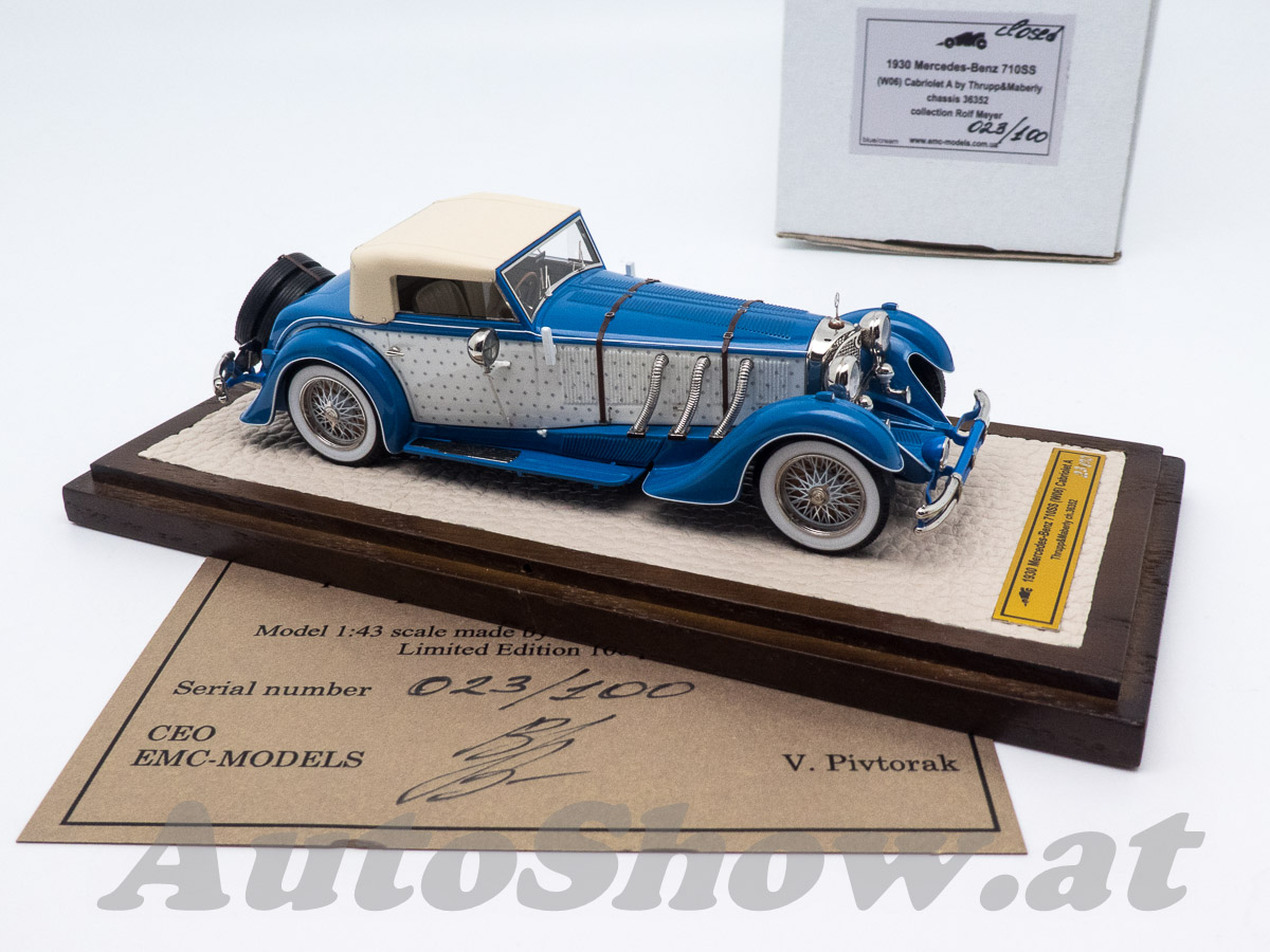 Mercedes 710 SS Cabriolet (W06), chassis 36352 by Thrupp & Maberly, London, 1930, das ist der wunderschön zweifarbig blau-weiße Wagen aus der Sammlung Rolf Meyer / this is the wonderful 2tone blue-white car of the Rolf Meyer collection – AN EMC MASTERPIECE !