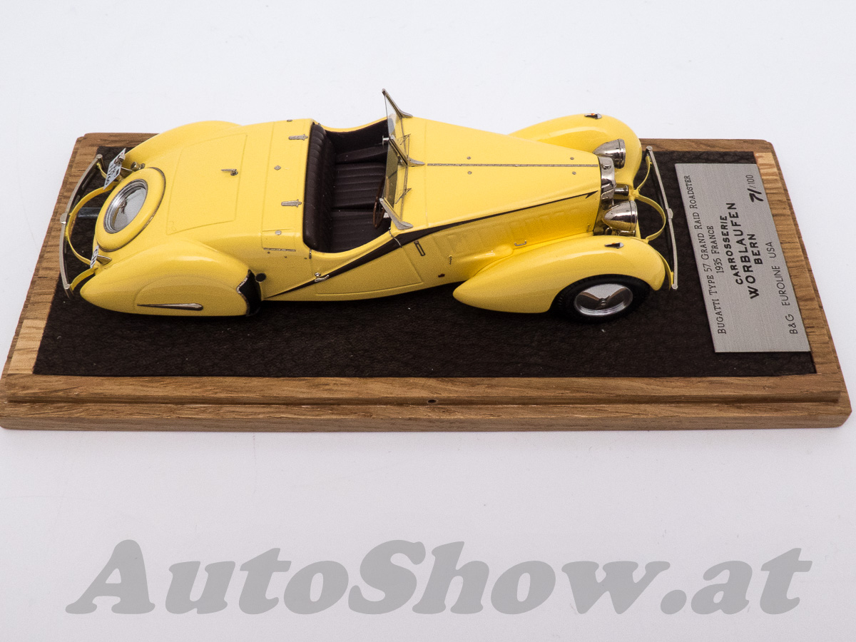 Bugatti Typ 57 Grand Raid Roadster, chassis 57260, ONE OFF SPECIAL COACHBUILT by WORBLAUFEN, Bern, Switzerland, 1935, gelb / yellow