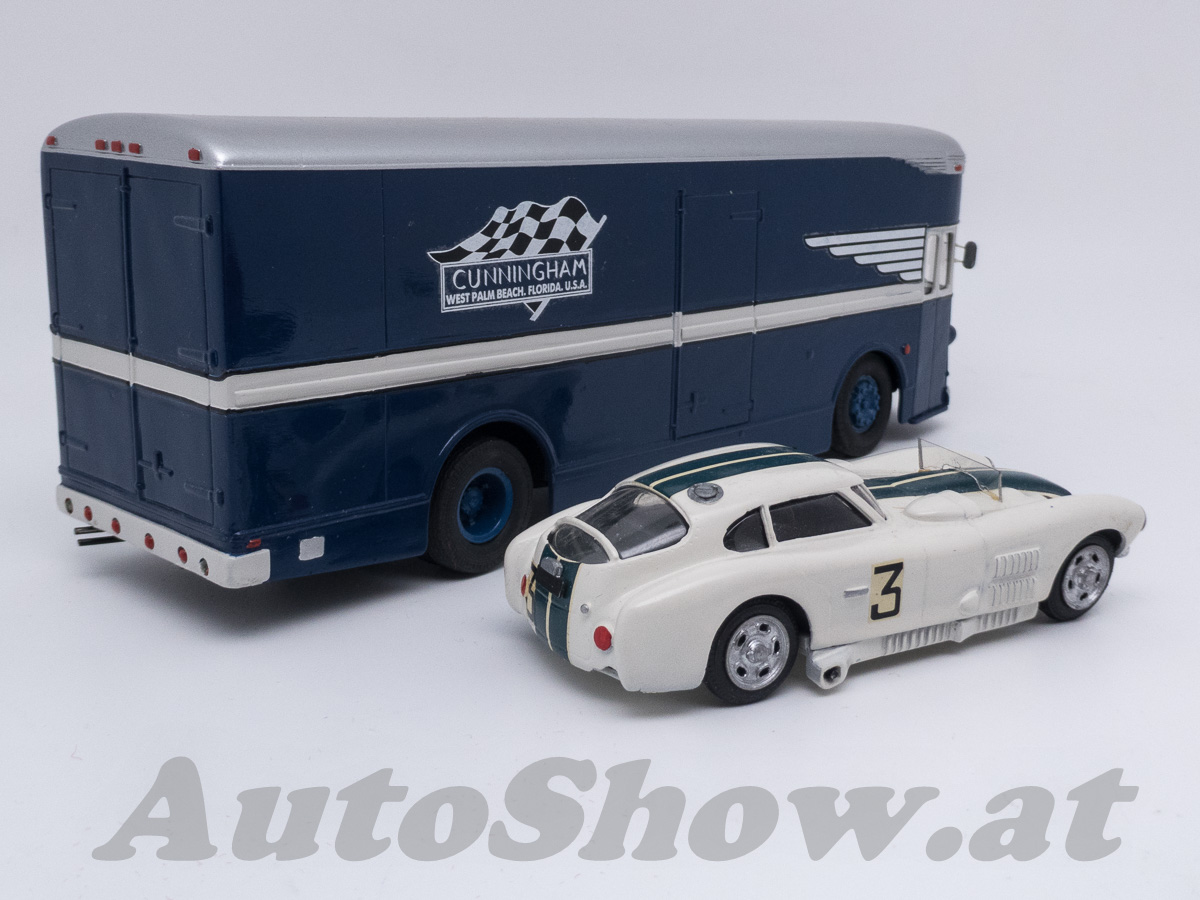 "TEAM CUNNINGHAM" Twin Fageol Super Freighter Transporter + Cunningham C4RK Coupé, Le Mans 1953, Moran / Bennett, # 3 (Precision Miniatures, USA) – Bild 3