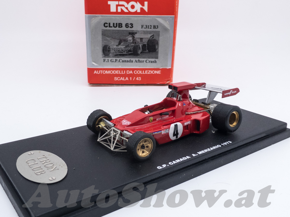 Ferrari 312 B3, GP USA Watkins Glen 1973, Arturo Merzario, # 4 – OFFENE Front nach Unfall! / OPEN FRONT after accident!