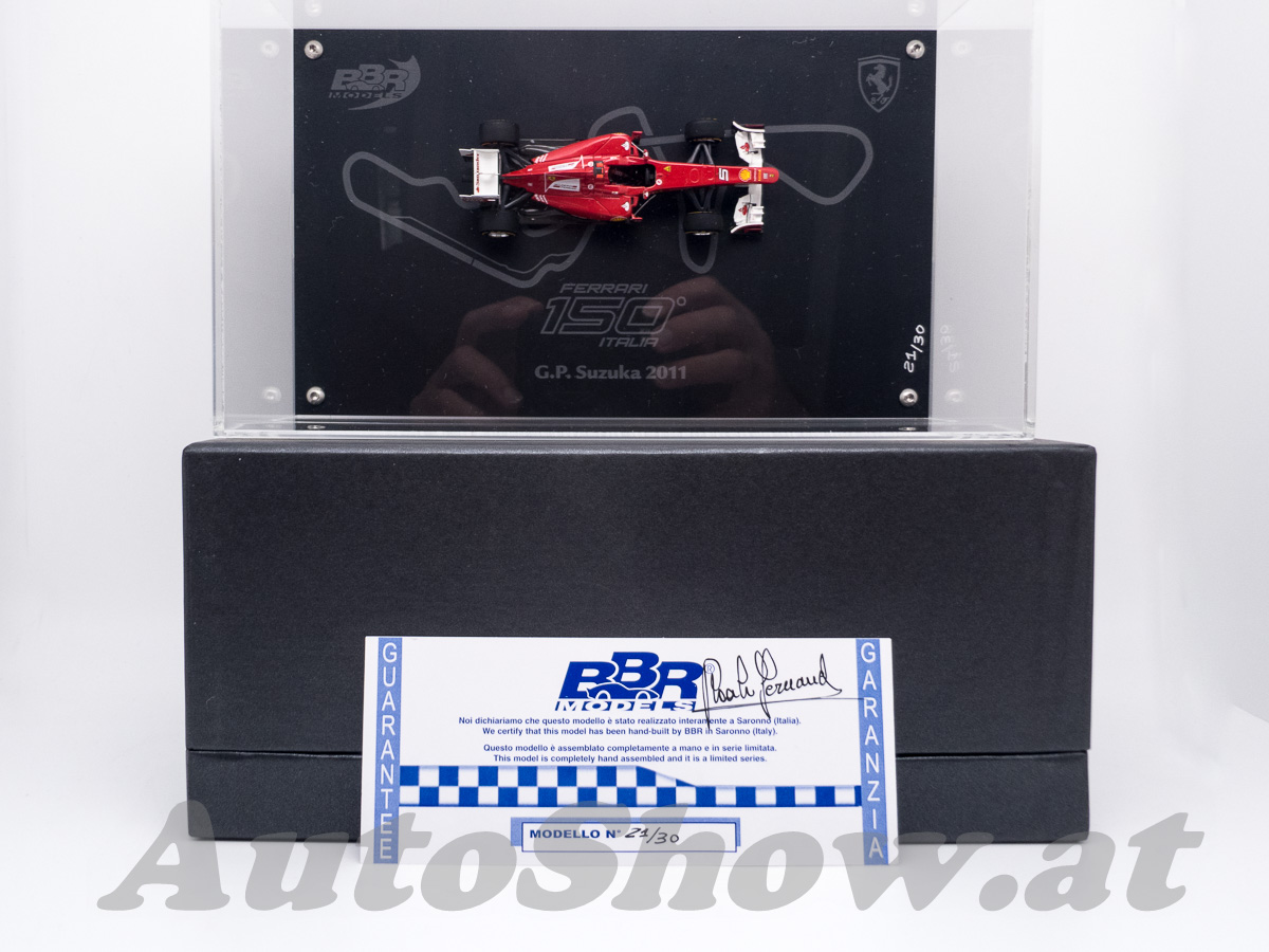 Ferrari 150° Italia, 2° GP Suzuka, Japan 2011, F. Alonso, # 5, on BIG BASE with DeLuxe Packaging